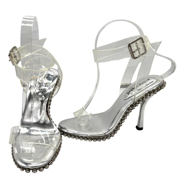 Jeffrey Campbell Silver Crystal Charmed Heeled Sandal NWB - Size 6.5 - Picture 2 of 12